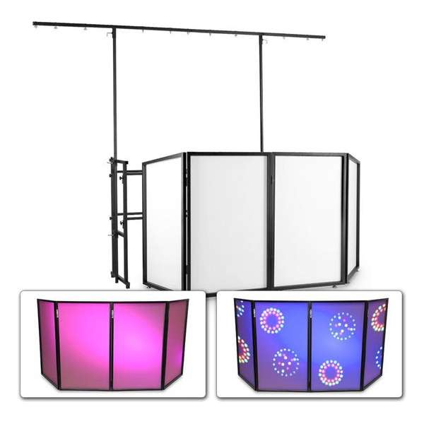 Vonyx mobiele DJ Booth met meubel, scherm en lichtbrug