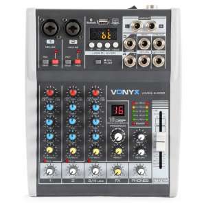 Vonyx VMM-K402 4-kanaals muziekmixer met Bluetooth, Echo, USB en recording mogelijkheid