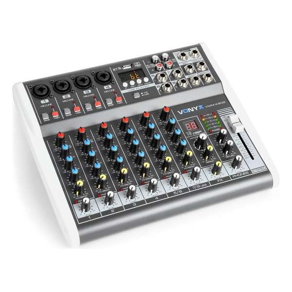 Vonyx VMM-K802 8 kanaals muziekmixer met Bluetooth