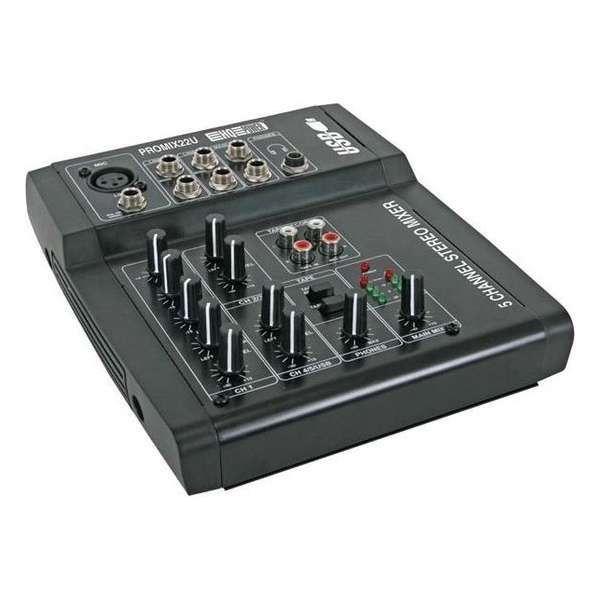 Velleman PROMIX22U 5 kanaals - USB  2.0 - 20000 Hz mengpaneel