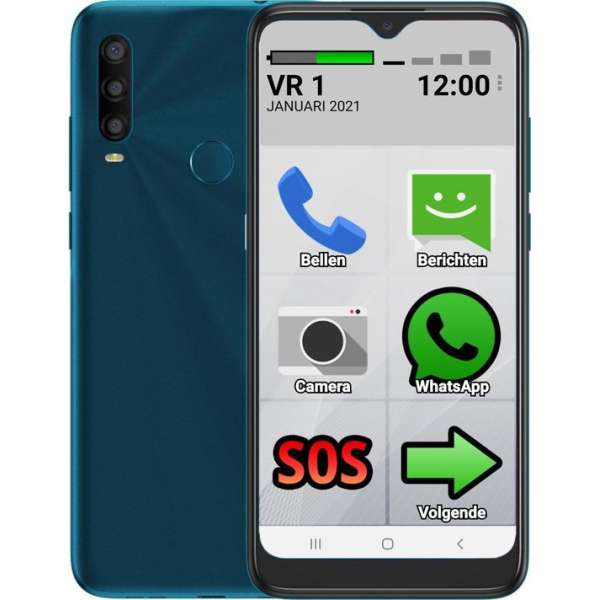 Smartphone voor Senioren 32GB Blauw (Basis van een Alcatel Smartphone)