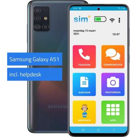 SimPhone 4 (SA51) smartphone voor ouderen -128GB - inclusief hulp en ondersteuning bij gebruik