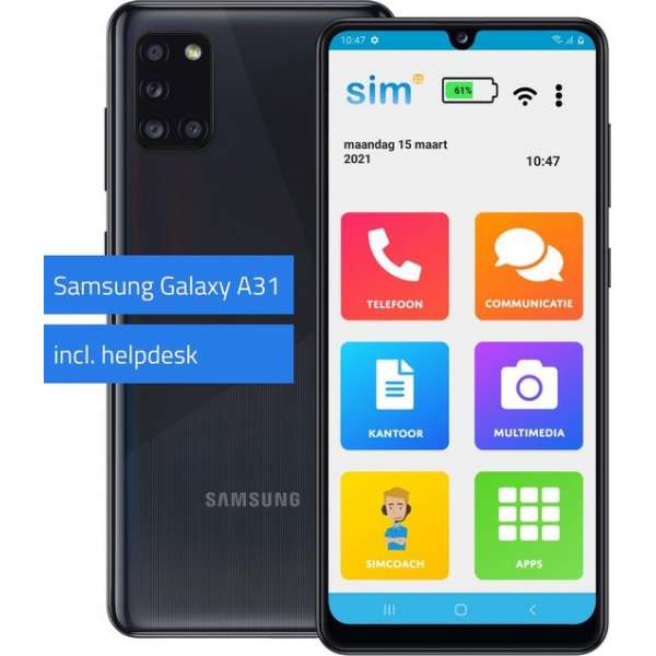 SimPhone 4 (SA31) - Senioren smartphone - 64GB - inclusief hulp en ondersteuning bij gebruik