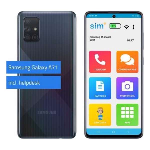 SimPhone 4 (SA71) senioren smartphone 128GB incl. ondersteuning bij gebruik.