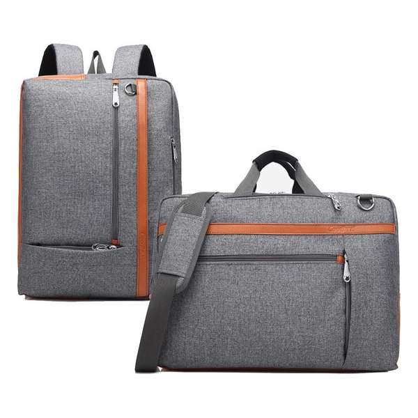 Laptoptas 2-in-1 voor 17.3 inch laptop - laptop rugtas / laptop schoudertas – grijs